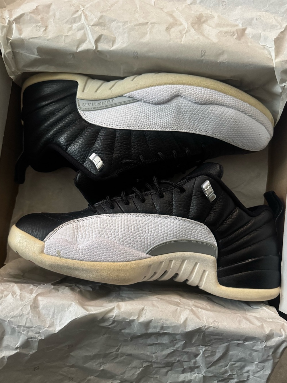 Jordan Men's Retro 12 Low-Top Sneakers in Black and White - Picture 3 of 7